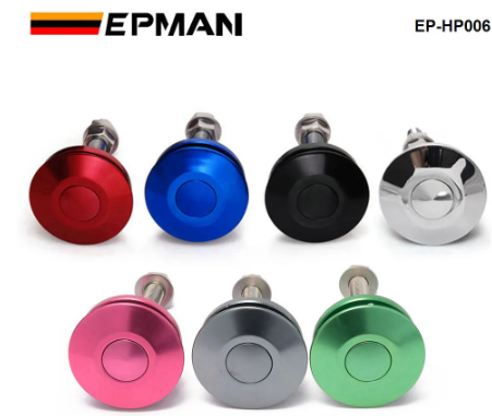 EPMAN Universal Push Button Billet Hood Pins Lock Clip Kit Car Quick Latch EP-HP006