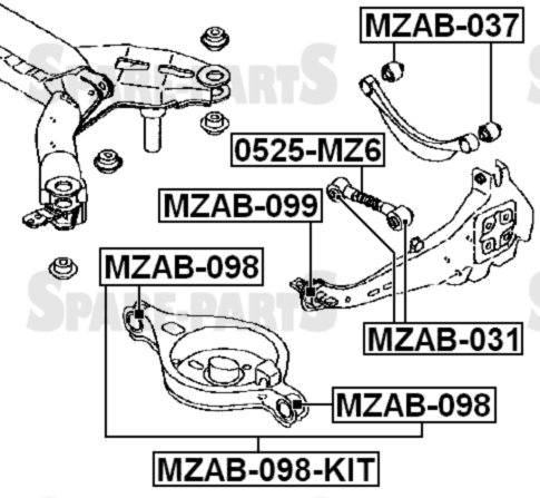 Mazda GY Station Wagon Rear Lower Control Arm Bushes and Arms