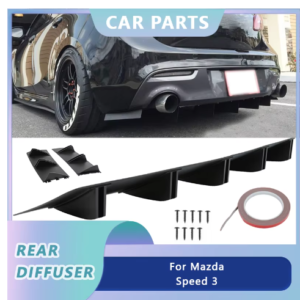 1Pcs Rear Bumper Lip Diffuser Spoiler Splitter Shark 5 Fins For Mazda Speed 3 CX-3 CX5 CX-7 81.5cm Universal Car Accessories