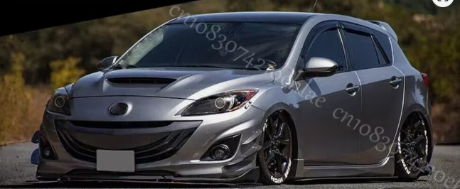 2004-21 Mazda 2 3 5 Front Bumper Lip Splitter Spoiler Side Skirt Body Kit Glossy Black