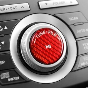 Mazdaspeed 3 Carbon Fiber Multimedia Button Cover Sticker Center Console Decor Decal Car Interior Molding Accessories (Red)