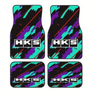 4pcs Set, Colorful Printed HKS Pattern Car Mats, Universal Anti-Slip Floor Mats