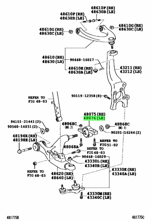 Genuine Toyota / Lexus Front Lower Control Arm Bracket – 48076-30020
